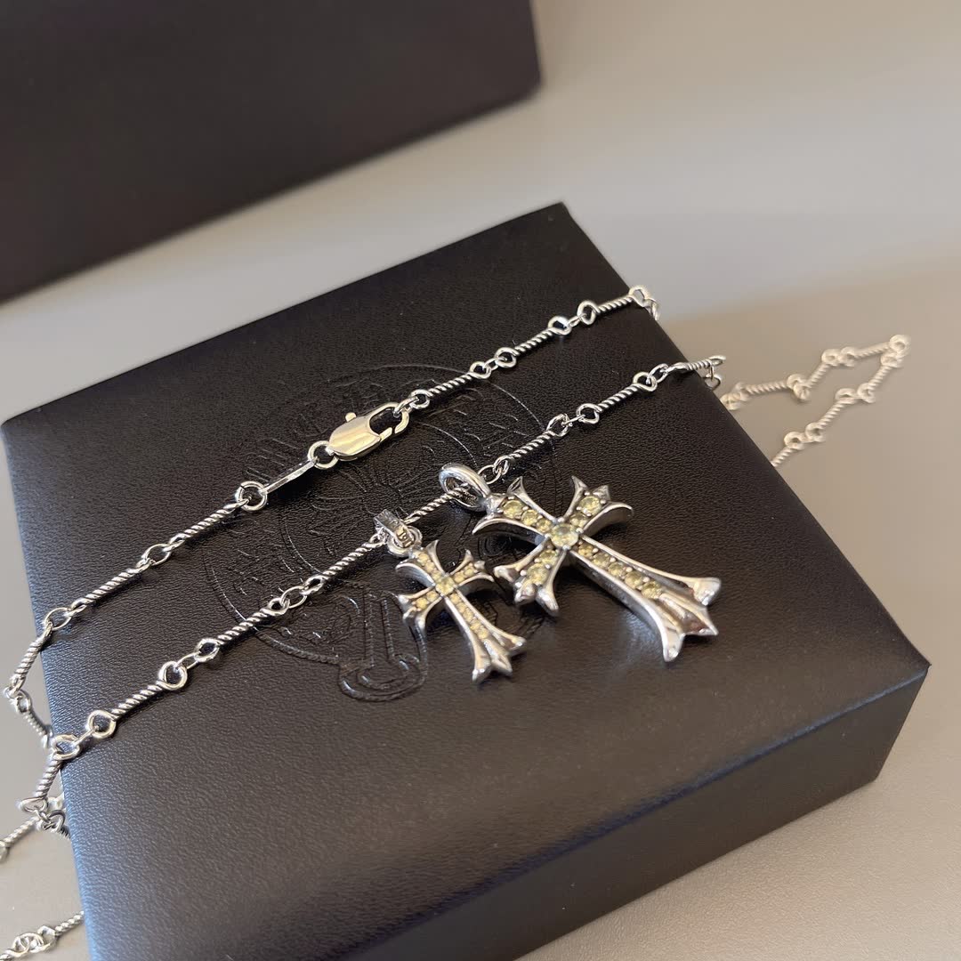 Chrome Hearts Silver Cross Pendant Necklace